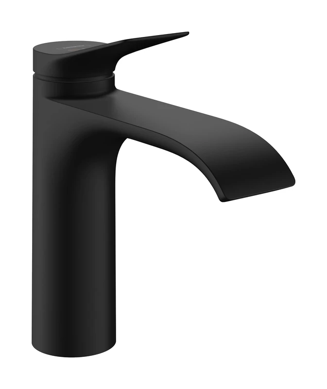 hansgrohe Vivenis - bathroom tap with pop-up waste set, energy-saving (CoolStart), bathroom sink tap with spout height 110 mm, basin mixer tap water-saving (EcoSmart), matt black, 75023670