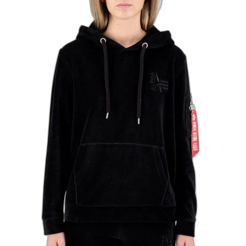 Alpha Industries Terry Hooded Sweat for Ladies Black - Image 1