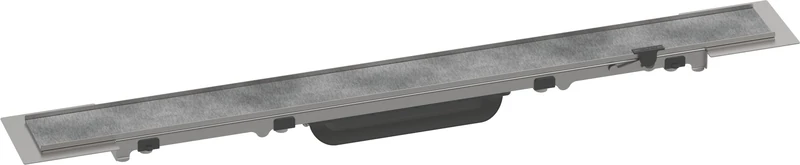 hansgrohe 56029000 RainDrain Rock Fertigset Duschrinne 600 kürzbar und befliesbar Complete Set Shower Channel, Chrome, 60 cm