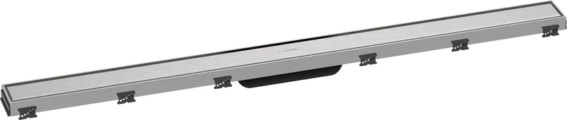 hansgrohe 56041800 RainDrain Match Complete Set Shower Drain 1000 with Height-Adjustable Frame Brushed Stainless Steel Channel, 100 cm