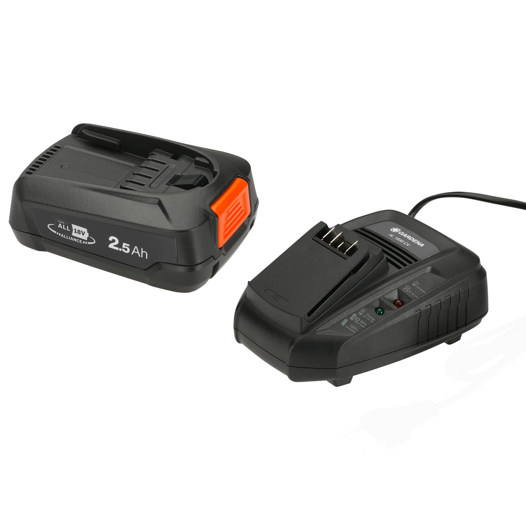 Gardena Starter Kit P4A PBA 18V/45 2.5 Ah + AL 1830 CV: The Starter kit Includes The Gardena Quick Charger AL 1830 CV(UK Plug) and a 2.5 Ah Gardena Power for All Battery PBA 18V/45 (14906-20)