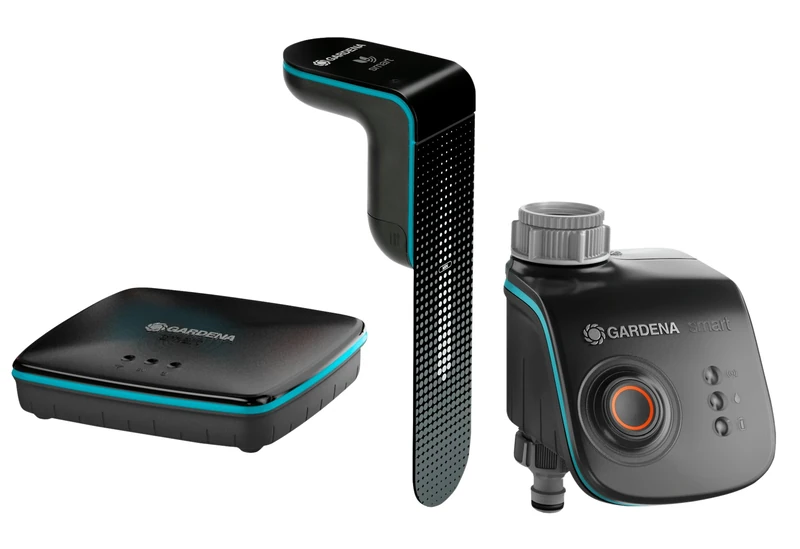 Gardena smart Sensor Control Set: Intelligent irrigation system for more than 6 areas, including smart water control/smart sensor/smart gateway, controllable with smart app, UK plug (19202-28)