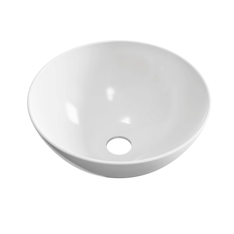 Baikal White Curved Ceramic Basin on Worktop - Curved Basin - Ideal for Bathroom Furniture and All Types of Toilets, Basins, No Tap Hole 30cm