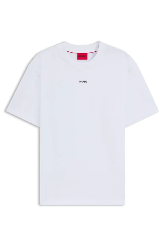 HUGO Mens Dapolino Relaxed-fit T-Shirt in Cotton Jersey with Logo Print White