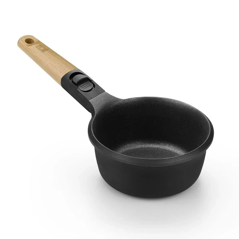 Bra Market 100% Recycled Aluminium Non Stick Saucepan (16cm). Teflon Saucepan Non Stick Pot with Detachable Beechwood Handle. Non Stick Saucepan. Cooking Pot Non Stick Induction Saucepans for Hobs.
