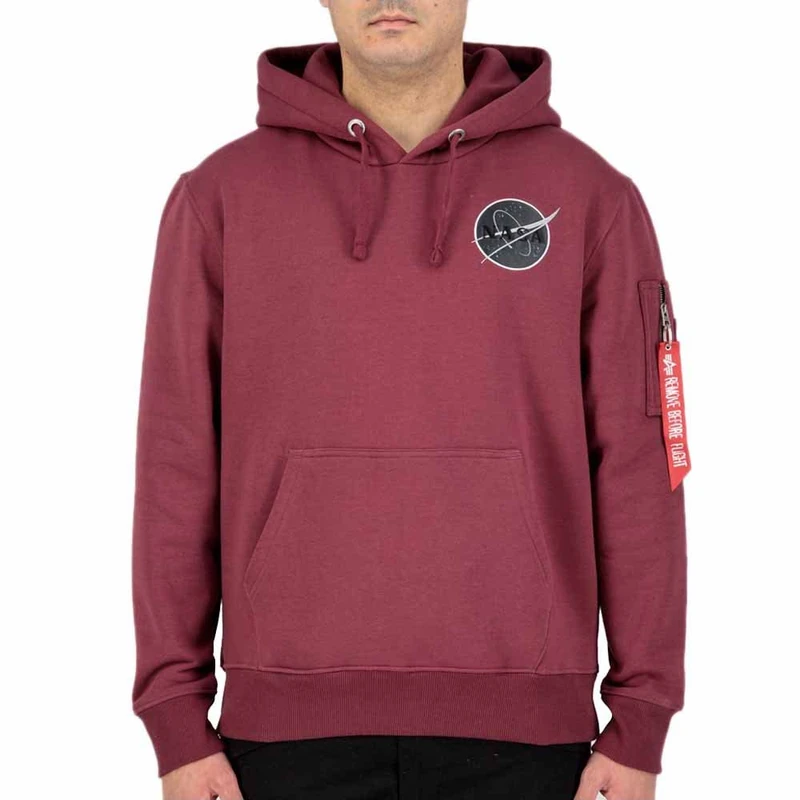 ALPHA INDUSTRIES Men's Dark Side Hoody HOODY, 184-burgundy, - Image 1