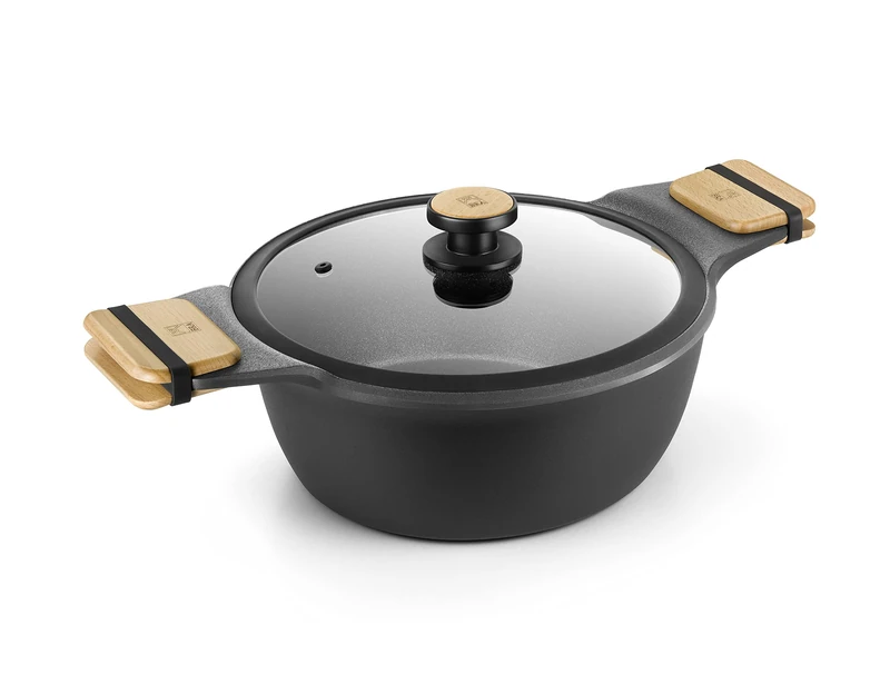 BRA A790328 Market Cooking Pot High 32 cm Cast Aluminium Ultra-Reinforced Non-Stick Coating Without PFOA, Suitable for All Hobs and Induction Cookers Black Aluminium