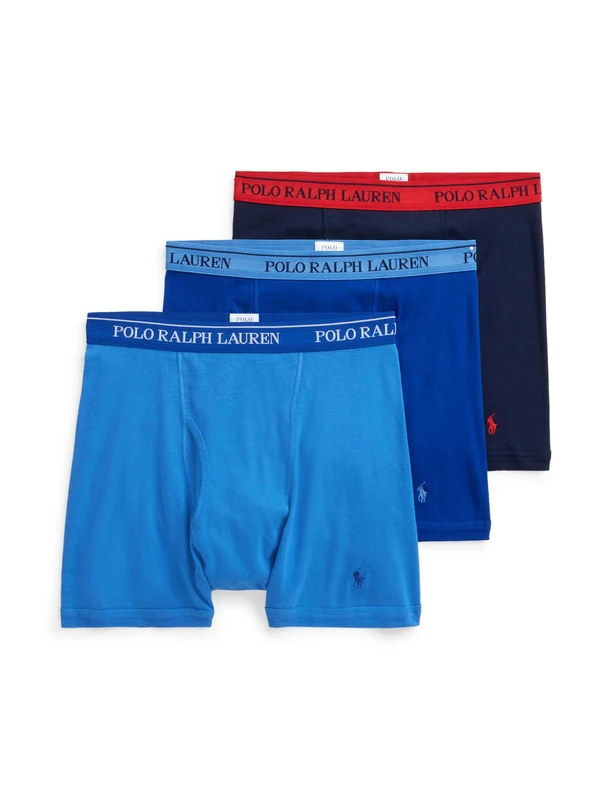 POLO Men's Classic Fit Cotton Boxer Briefs, Regular Leg-Rugby Royal/Aerial Blue/Cruise Navy-3 Pack, 2X (Pack of 3)