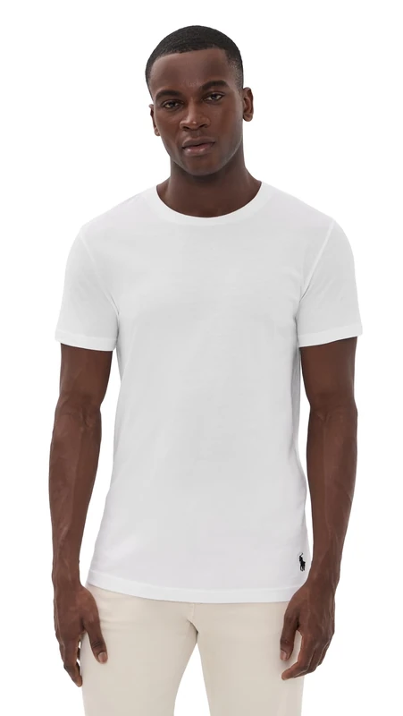 POLO RALPH LAUREN Men's Classic Fit Cotton Crew Tee Big & Tall Undershirt, White/Cruise Navy, 3X (Pack of 3)