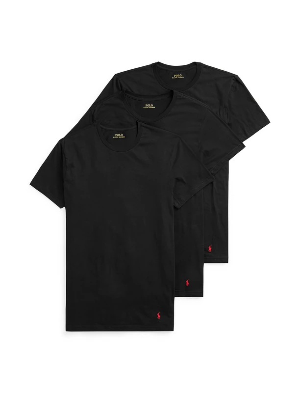 POLO RALPH LAUREN Men's Classic Fit Cotton Crew Tee Big & Tall Undershirt, Polo Black/Red-3 Pack, 4XL Plus (Pack of 3)