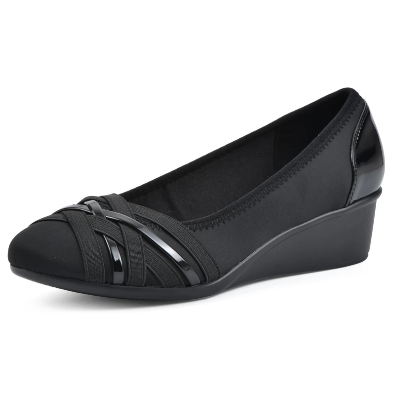 Cliffs by White Mountain Women's Bowie Wedge, Black/Nylon, 10 W - Image 1