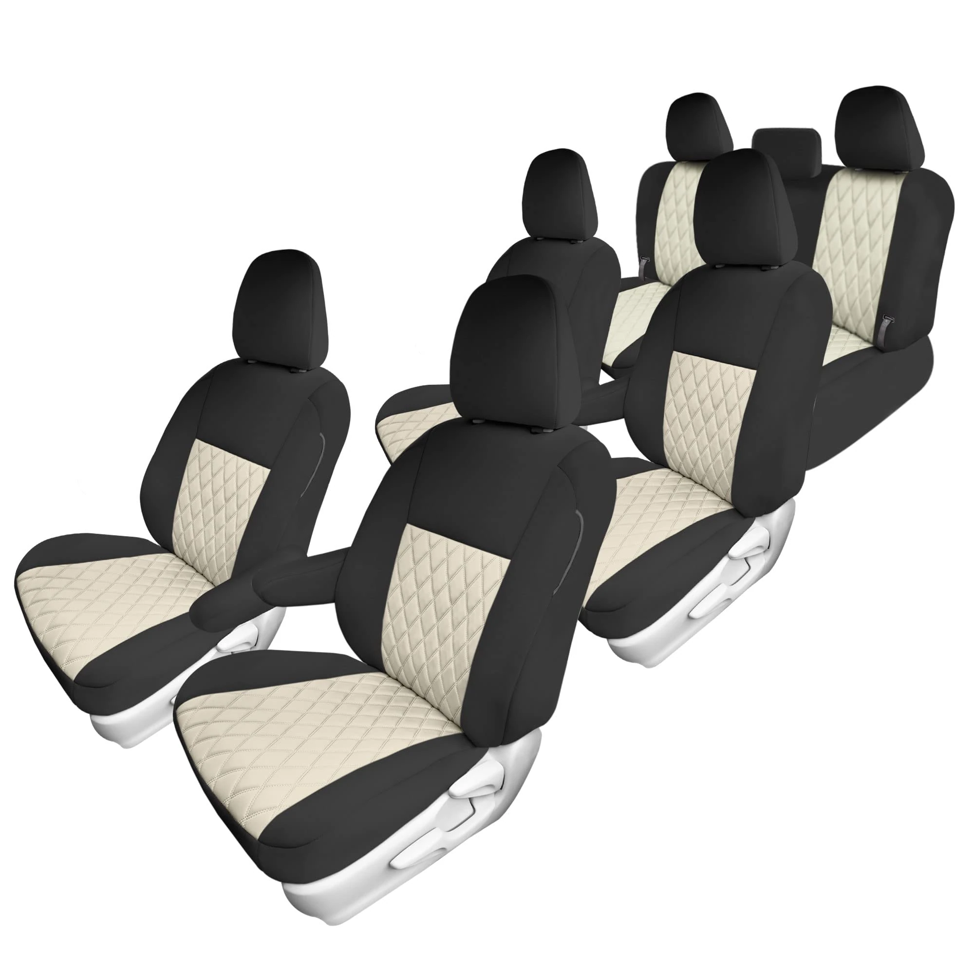 FH GROUP Neoprene Custom Fit Seat Covers for 2011-2020 Toyota Sienna with Water Resistant Neosupreme Insert - Full Set CM5020BEIGE-FULL-AVC