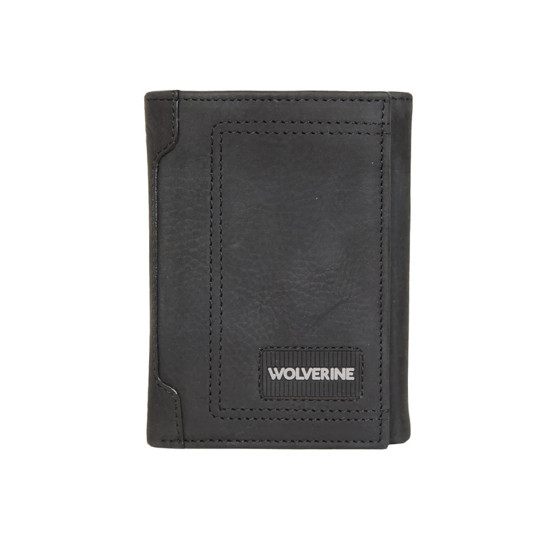 WOLVERINE Rugged Trifold Leather Wallet, Black, One Size