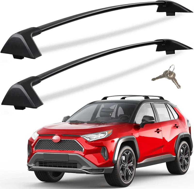 KINGGERI 260lbs Roof Racks Cross Bars Fit for Toyota RAV4 2019-2024 Accessories, Aluminum Heavy Duty Rails Crossbars Anti-Theft Lockable Metal Black (Not Fit for Adventure/TRD Off-Road)