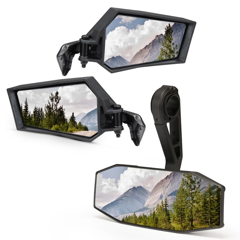 RZR XP Rear View Mirror & Side Mirrors, A & UTV PRO Adjustable Convex Breakaway Mirrors for 2014-2021 Polaris RZR XP 1000/ XP4 1000 / XP Turbo/XP4 Turbo Accessories,Replace OEM #2881540,2881198