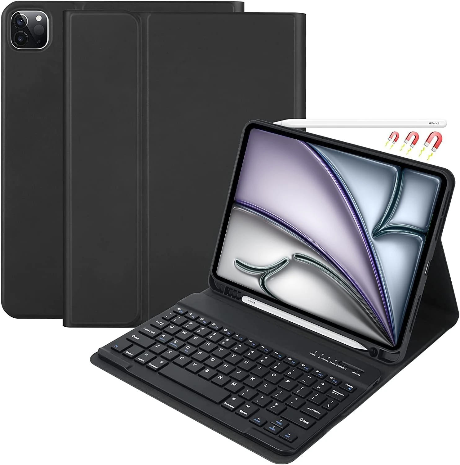 CC Store Case with Keyboard for iPad Air 11 inch M3 2025/M2 2024, iPad Air 5/4 10.9 inch, Keyboard Case for iPad Pro 11 4/3/2/1Gen, Wireless Detachable Keyboard Cover with Pencil Holder, UK Layout