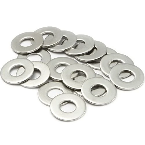 AMLOOPH M4 Flat Penny Washers - A2 304 Stainless Steel, 10mm x 0.8mm Thickness, Large OD Plain Wide Metal Spacers for Screws Bolts (20 Pack)