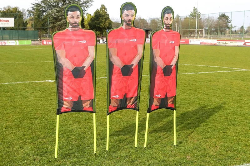 Set of 3 dummies - Printed - Flexible - Polyester - Red - Football - POWERSHOT - With transport bag (Red) - Image 1