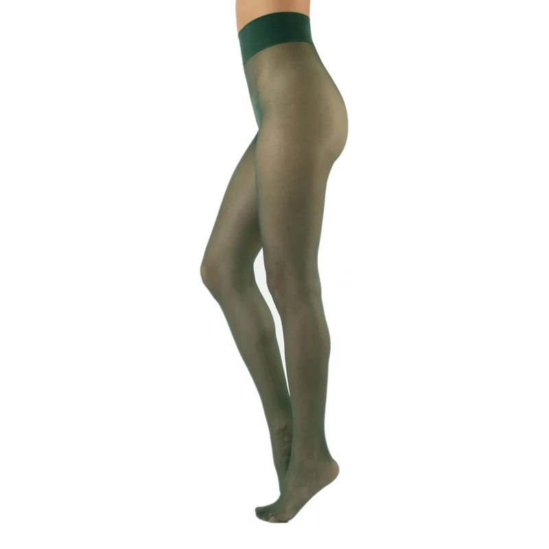 CALZITALY Sheer Tights, Nude Pantyhose, Bare Tights | 20 DEN | Black, Skin, White, Bordeaux, Blue, Green, Leopard, Floral | S, M, L, XL | Made in Italy (M, Verde Bosco)