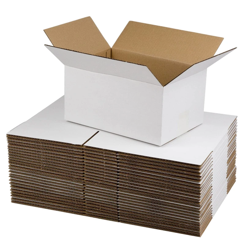 SUNLPH White Shipping Boxes 10x7x5 Inches Small Corrugated Cardboard Boxes, 25 Pack
