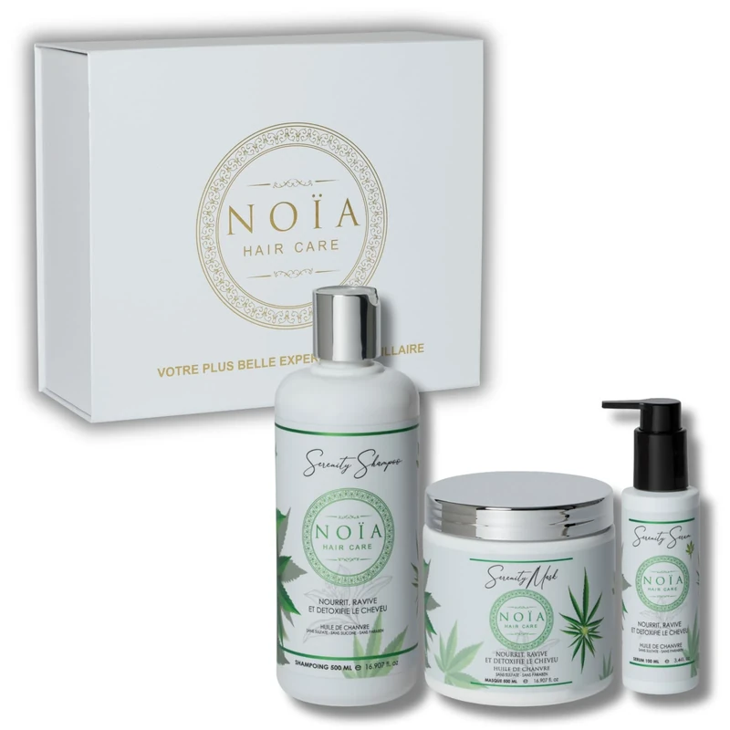 NOÏA HAIR - Luxury Hair Care Routine Set - SERENITY Collection - Shampoo + Mask + Serum (Hemp Oil)