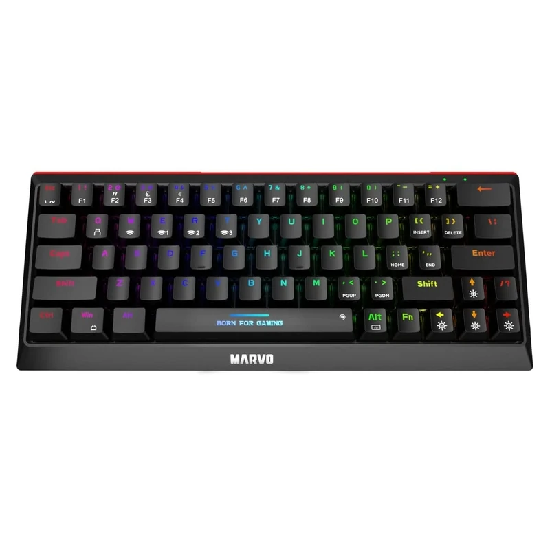 Marvo KG962W Wireless Mechanical Gaming Keyboard - 2.4G & BT Three Connections, 60 Percent Compact Format, Rainbow Backlit, Full Anti Ghosting, Professional Blue & Red Switches, UK Layout