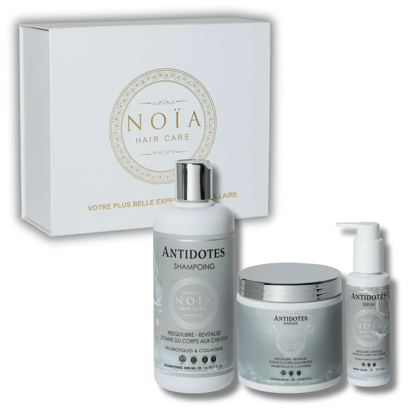NOÏA HAIR - Luxury Hair Care Routine Set - ANTIDOTES Collection - Shampoo + Mask + Serum (Probiotics & Collagen)