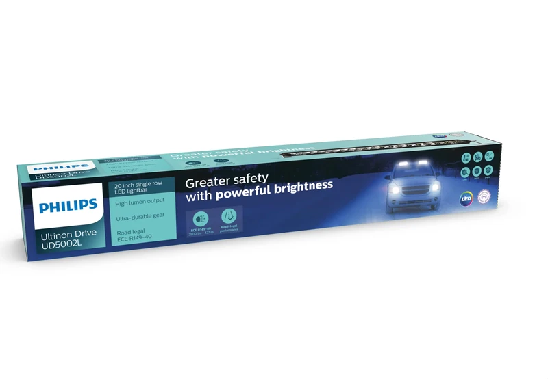 Philips Ultinon Drive 5002L LED auxiliary light for high beam function, 20'' single-row LED lightbar, 12V/24V, 2900 lumens, up to + 427 meters beam length, road legal