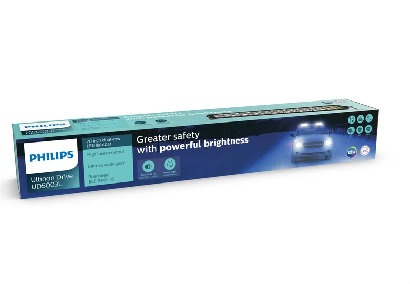 Philips Ultinon Drive 5003L LED auxiliary light for high beam function, 20'' double-row LED lightbar, 12V/24V, 3600 lumens, up to + 436 meters beam length, road legal