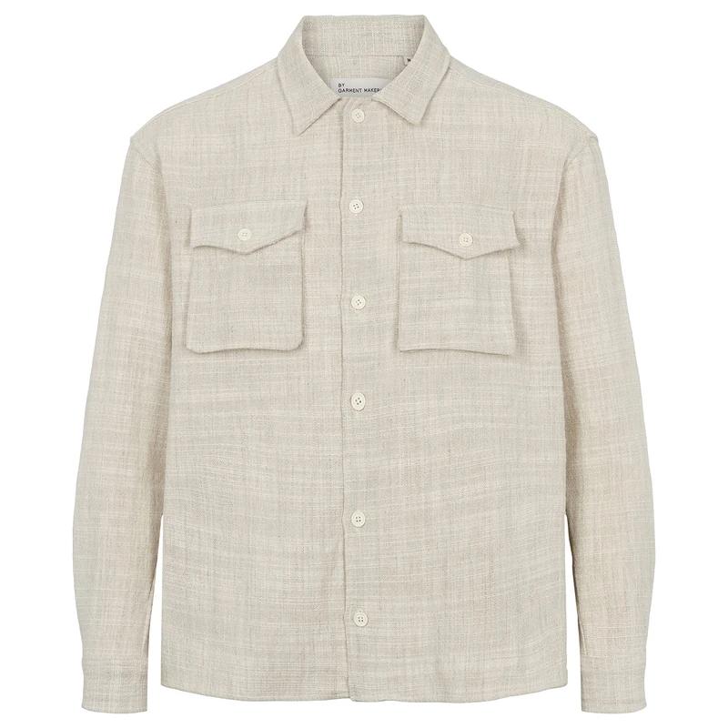 BY GARMENT MAKERS Sustainable; obviously! Diego Cotton/Hemp Overshirt Button Down Shirt, Ecru, XL - Image 1
