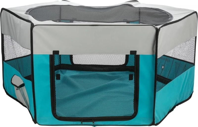 Outdoor Run, Net - Floor, Dwarf Rabbits, Polyester, 150 × 65 cm, Turquoise and Light - Image 1