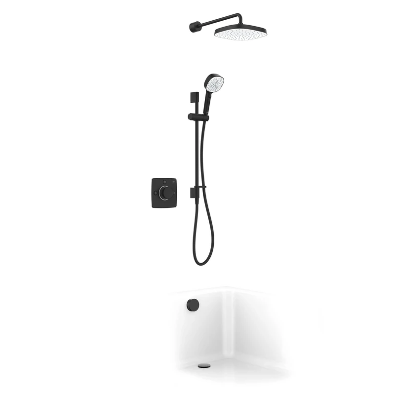 Mira Showers Evoco Mixer Shower Triple Outlet Thermostatic Mixer Shower with Bathfill Featuring HydroGlo Technology Black 1.1967.010