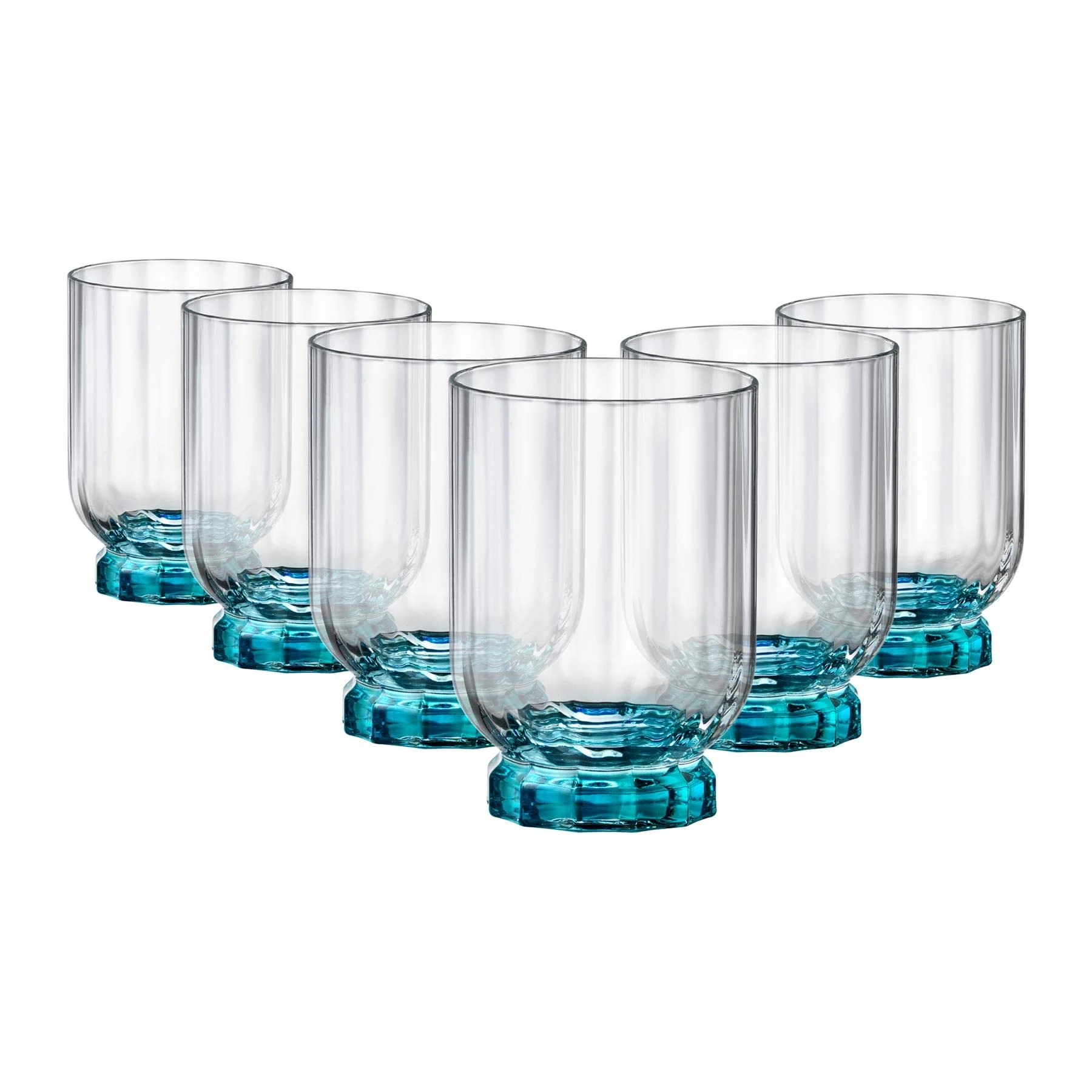Rocco Bormioli Bormioli Rocco Florian Set of 6 Glass Glasses, Blue Foot, Rocks, 30 cl