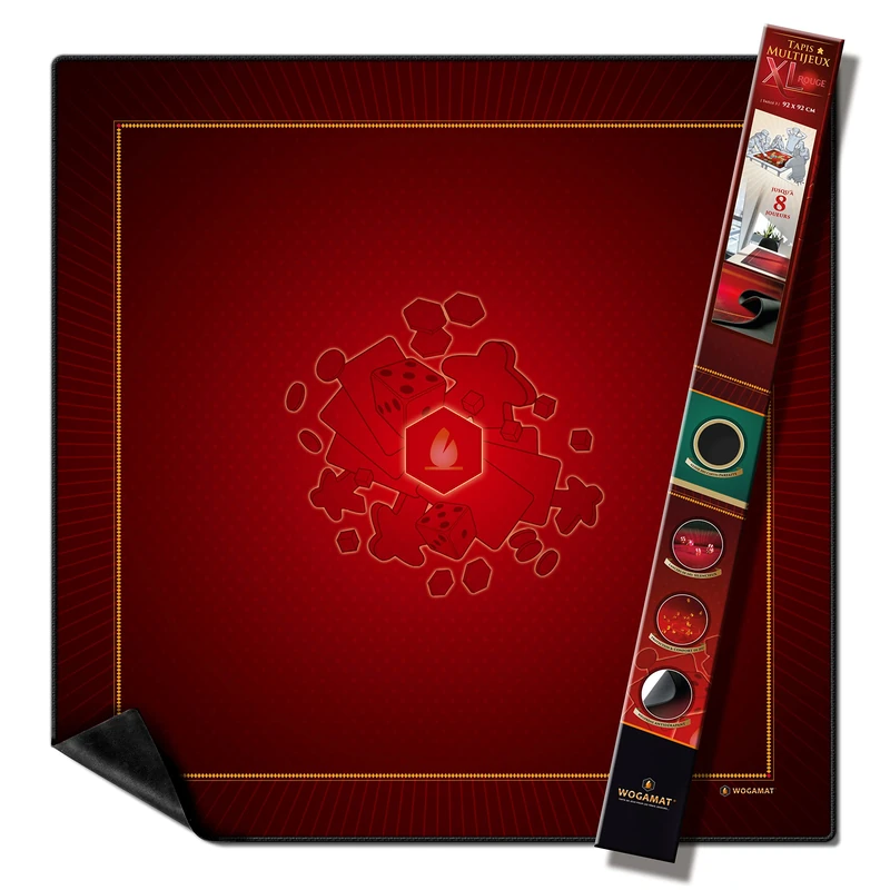WOGAMAT Large Neoprene Play Mat XL Red 92 x 92 cm for Card Games, Dice Games, Board Games – Silent Neoprene, Thick, Washable and Non-Slip, Luxury Finish, Multi-Game Mat