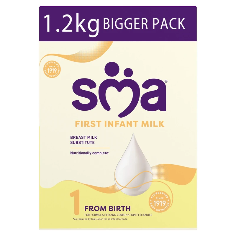 SMA First Infant Baby Infant Milk Milk Pro Powder Formula , from birth , 1.2 kg (Pack of 1),packaging may vary 2 x 600g