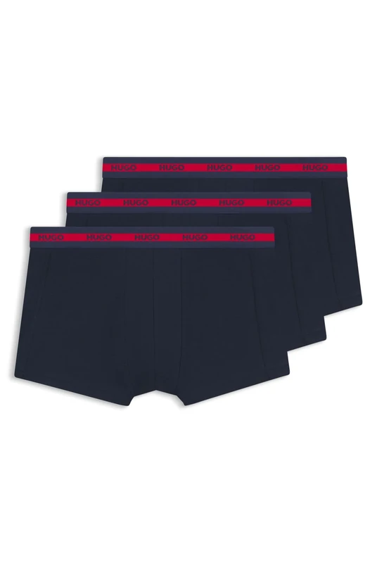 HUGO Three-pack Stretch-cotton Logo Trunks