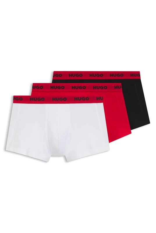 HUGO Mens Trunk Triplet Pack Three-Pack of Stretch-Cotton Trunks with Logo waistbands