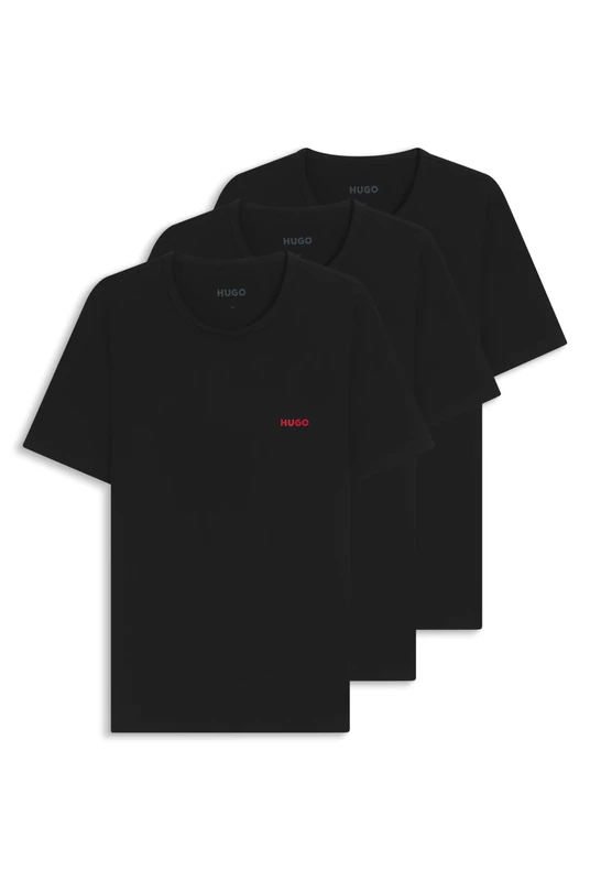 HUGO Three-Pack of Underwear T-Shirts in Cotton Black