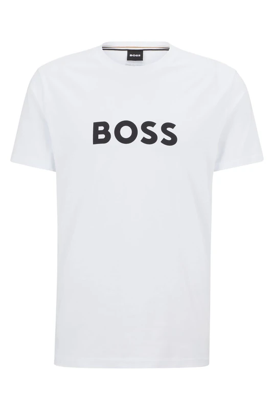 BOSS Men Neck Logo T-Shirt Natural 107 2X Large