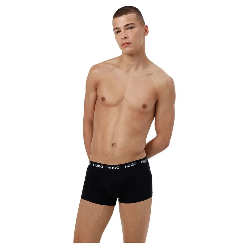 HUGO Mens Trunk Triplet Pack Three-Pack of Stretch-Cotton Trunks with Logo waistbands