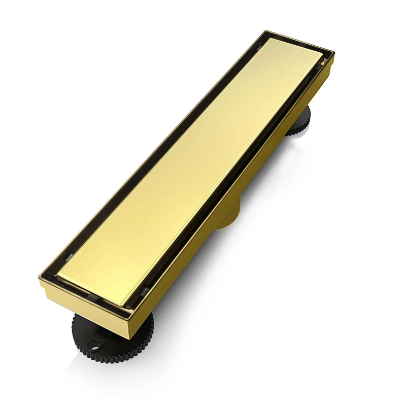 SaniteModar Linear Shower Drain 12 inch Brushed Gold with Tile Insert Panel