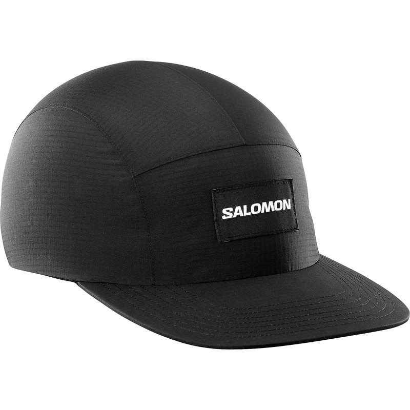 Salomon Bonatti Waterproof Five Panel Unisex Cap, Soft Fabric, Lightweight, Protect from the Rain, 5 Panel, Urban Style, Black, One Size