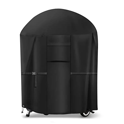 Heavy Duty BBQ Cover - 600D Waterproof, Outdoor with Handle, Vent Strap, Drawstring Buckle - Kettle Size (74x79cm)
