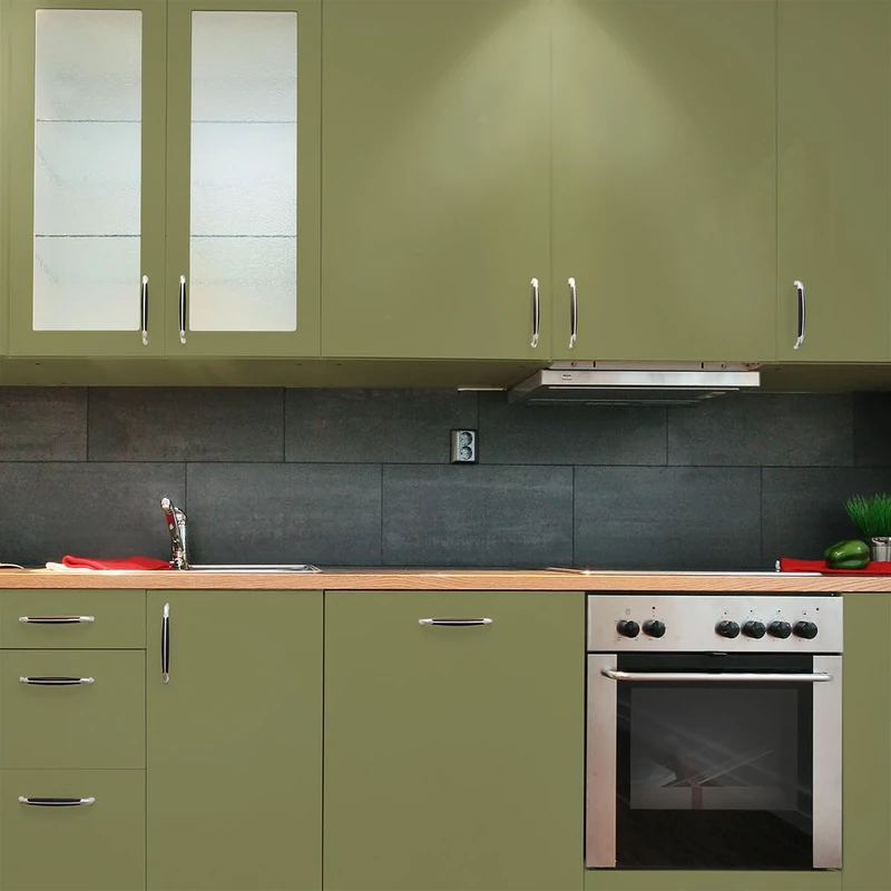 Waterproof Adhesive Vinyl Roll for Kitchen, Cabinet, Cabinet, Door – Wall Sticker H60 x L200 cm – Olive Green