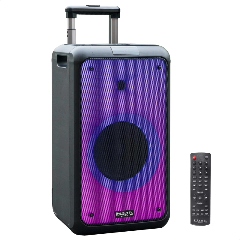 Ibiza - STREET-WAVE - Portable 8"/400W battery powered speaker with Bluetooth, USB and microSD - WAVE LED effect and TWS wireless connection - Black