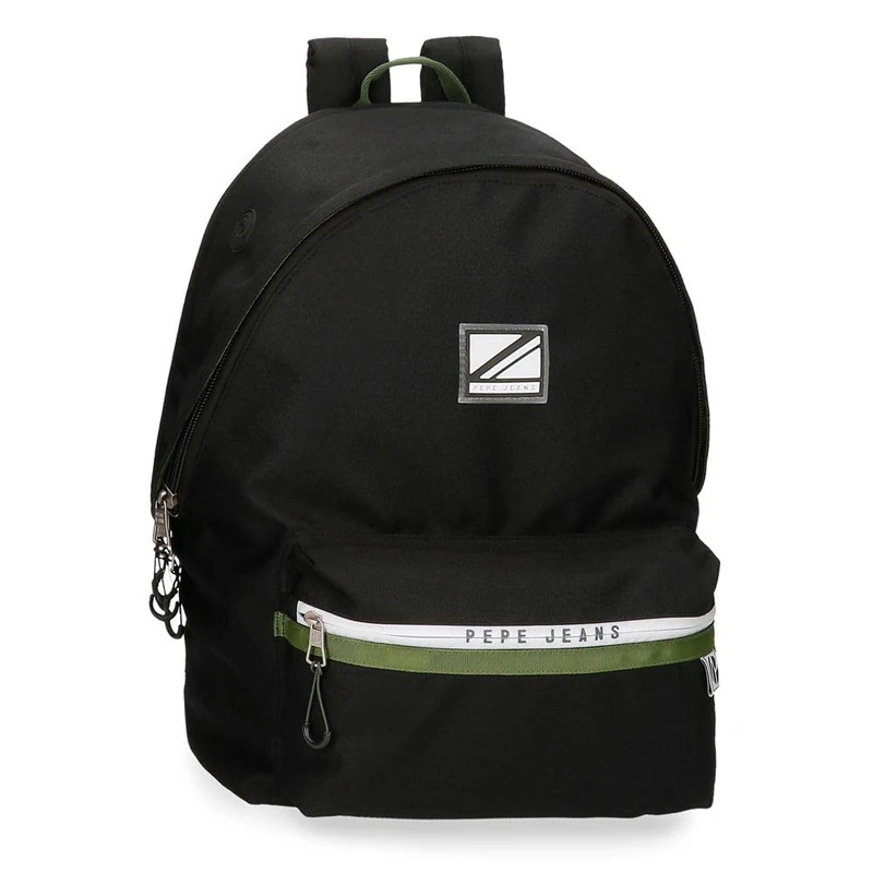 Pepe Jeans Luca Laptop Backpack Double Compartment Adaptable 15.6" Black 31x44x17.5 cm Polyester 23.87L, Black/White, Laptop Backpack Dual Compartment Adaptable