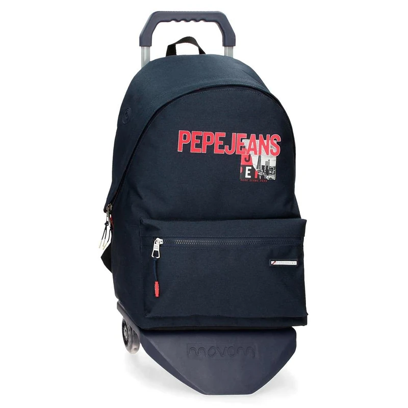 Pepe Jeans Dikran School Backpack with Cart Blue 31x44x15cm Polyester 23,87L, blue, School Backpack with Trolley