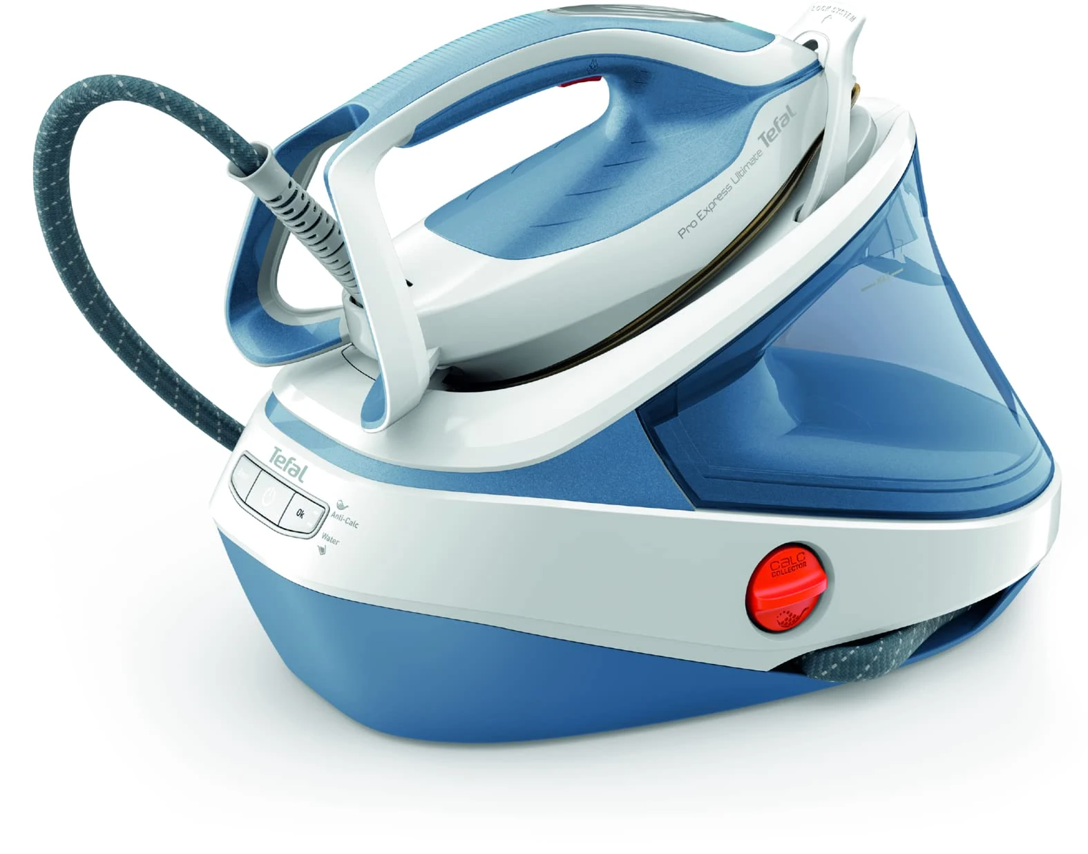 Tefal Pro Express Ultimate II, GV9710, High Pressure Steam Generator Iron, 2700W, 580g/min Steam Boost, 155 g/min cont. steam output, 7.6 Bar Pressure, GV9710 Pro Express Ultimate II, Blue & White