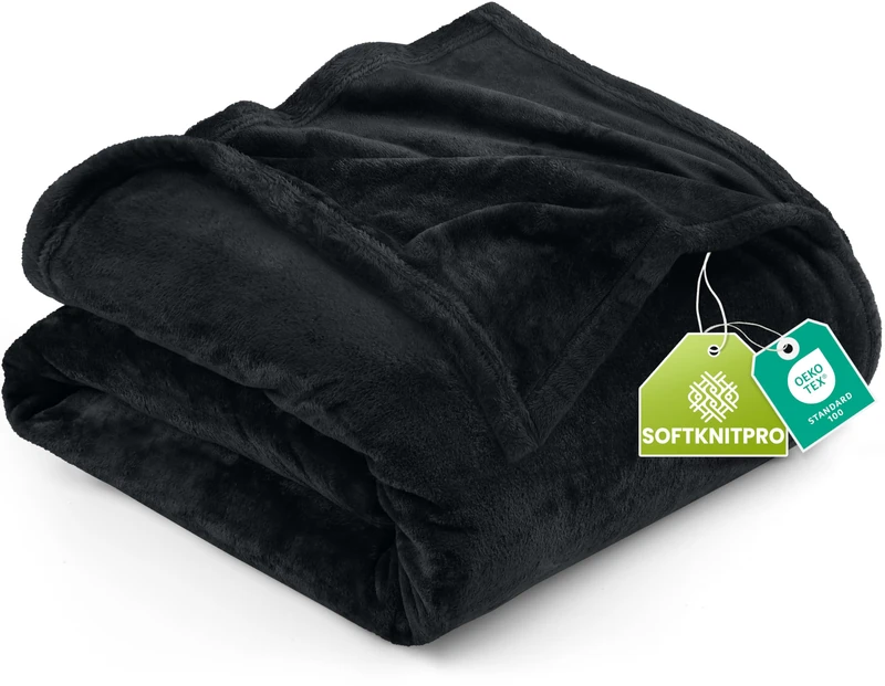 Utopia Bedding Black Fleece Blanket [California King - 259 x 243 cm] Soft Cosy fluffy 300 GSM Blankets for Bed, Sofa & Couches
