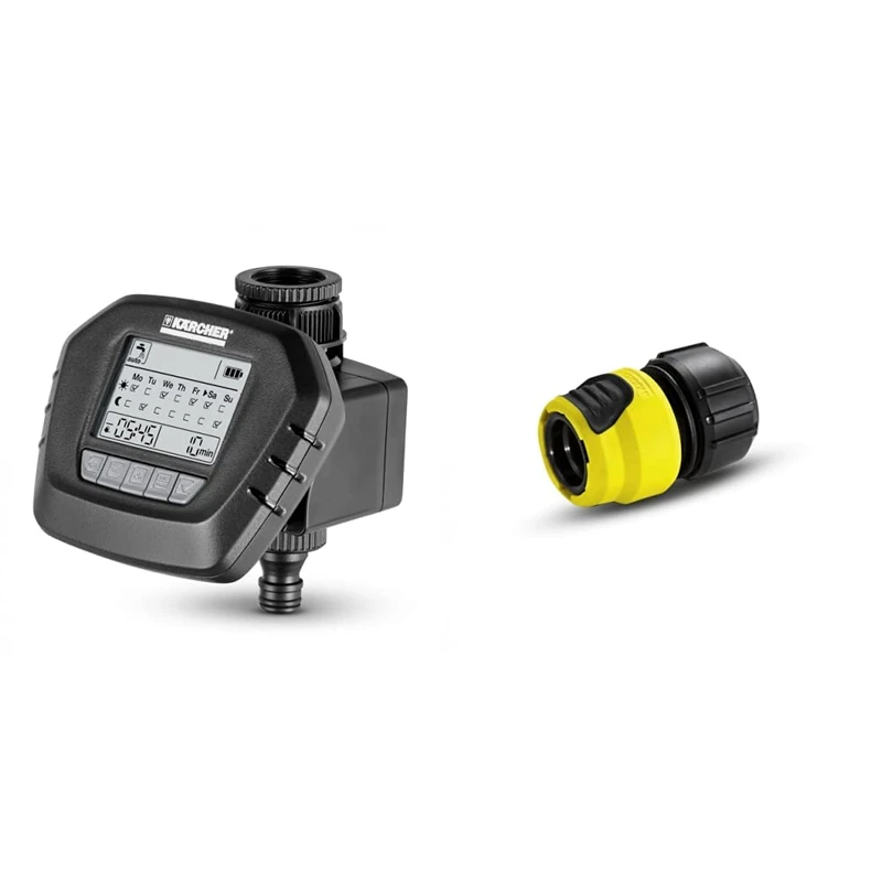 Kärcher Lose M-Box 219.0 Bewaesserungs Machine WT 5 & 2.645-194.0 Universal Hose Connector Plus with Aqua Stop, Black, Yellow, 140.0 mm*48.0 mm*82.0 mm